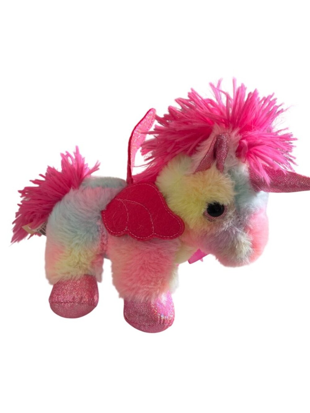 Rainbow Unicorn Plush Purse with stuffed baby unicorn and handle - Picture 7 of 10